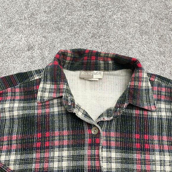 Focus Wear Vintage 90's Seersucker Textured Shirt Mens Medium Multi Plaid Cotton - Picture 10 of 12
